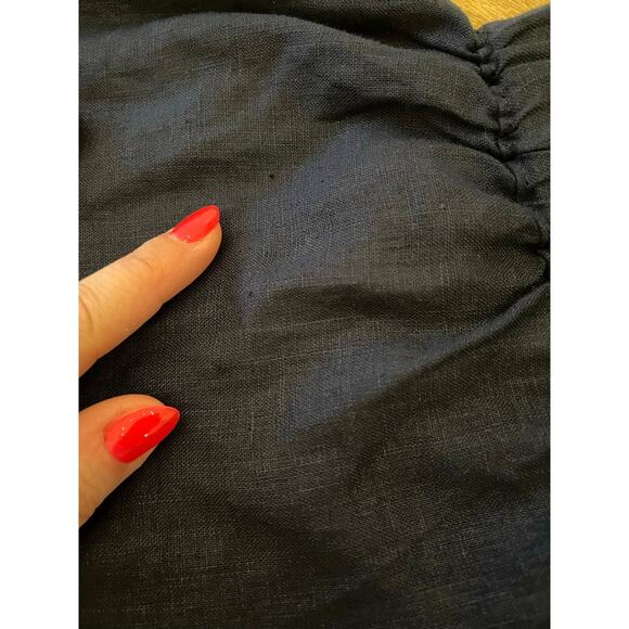 NWT Chico’s Navy 100% Linen Off Shoulder Top Sz 3 Beachy Lightweight Mixed Media - Picture 5 of 10